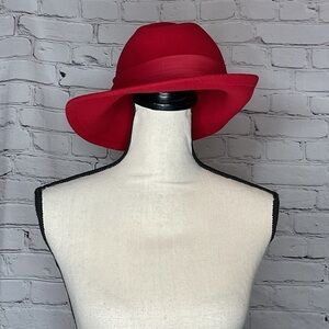 Betmar Vintage Red Wool Felt Cloche Hat